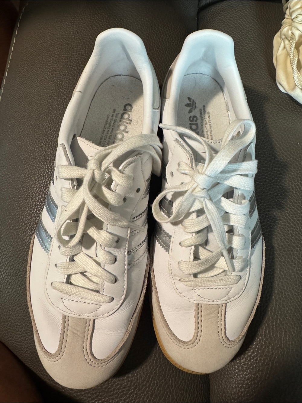 adidas White Sneakers with Grey Accents